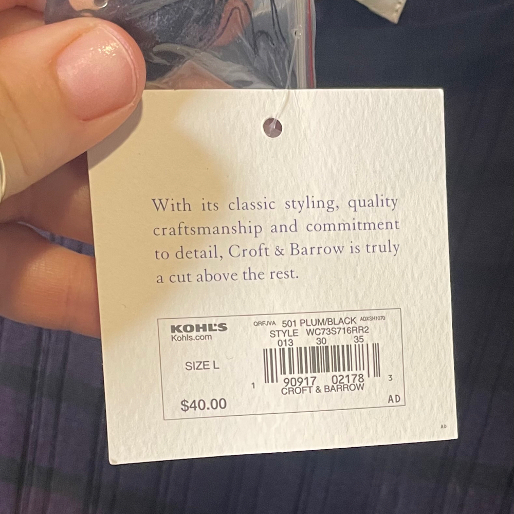 NWT Croft & Barrow Lettuce Edge Tunic Sweater Plum Black Buttons Size Large - Picture 5 of 10